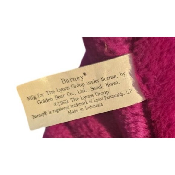 Barney Dinosaur Plush 1992 Lyons Group Purple Stuffed Animal Toy 13" Vintage - Picture 3 of 11